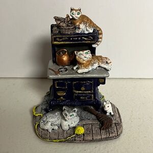 Vintage Pewter Image Limited Edition Hand Painted Cat Figure Mouse Cats